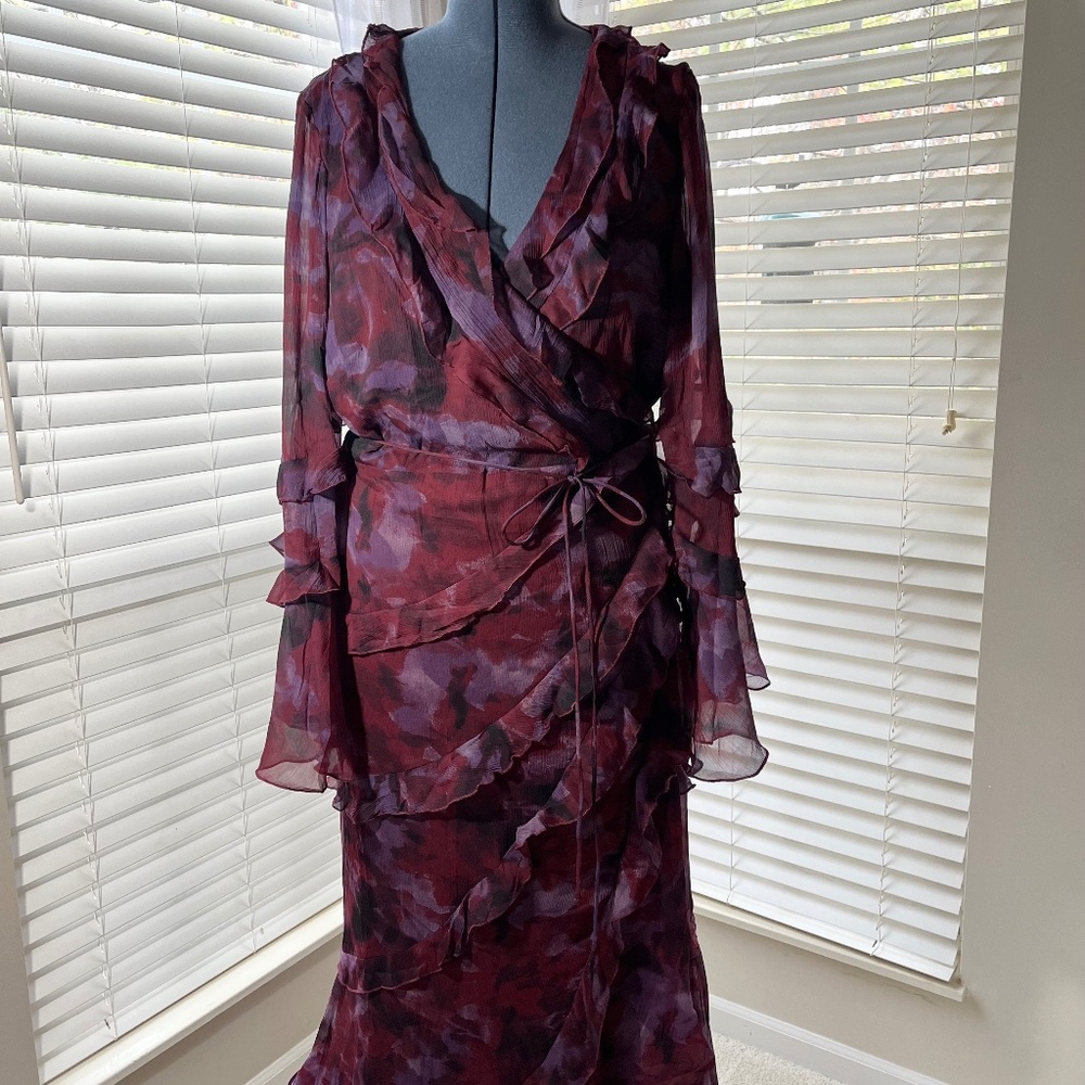 Ruffled wrap maxi dress